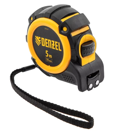 Рулетка Denzel 5м х 19мм, автоматич. фиксац., нейлон. покрытие, магнит. зацеп, двухстор. разметка, 31521 купить в Когалыме