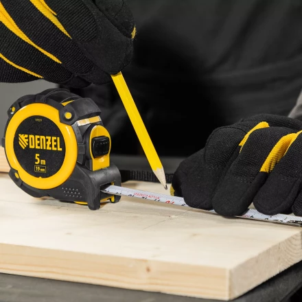Рулетка Denzel 5м х 19мм, автоматич. фиксац., нейлон. покрытие, магнит. зацеп, двухстор. разметка, 31521 купить в Когалыме