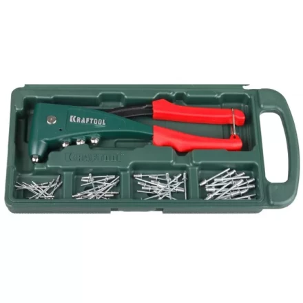 Заклепочник, KRAFTOOL "NX-5" 31173-H6, усиленный литой к d=2,4-4,8 мм - Al и сталь, d=2,4-4,0 - нерж сталь, в боксе, с набором заклепок 31173-H6 купить в Когалыме