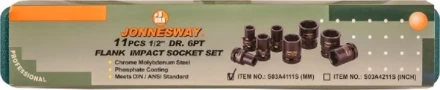 Набор головок торцевых ударных 1/2&quot;DR 10-24мм  11предметов Jonnesway S03A4111S 47183 купить в Когалыме