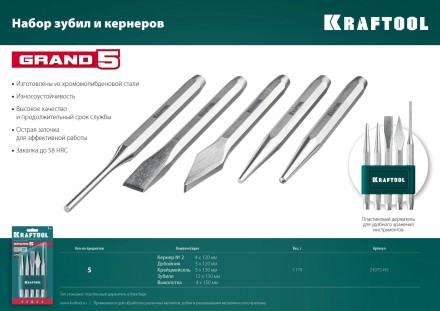 Наборы зубил и кернеров GRAND 21075-H5 купить в Когалыме