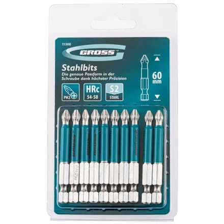 Набор бит РН2 х 60, сталь S2, 10 шт. Gross 11300 купить в Когалыме