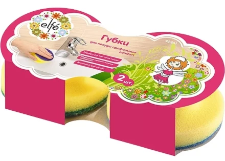 Губки для посуды c тефлоновым покрытием круглые d 95х50 мм 2 шт в картоне ТМ Elfe 92361 купить в Когалыме