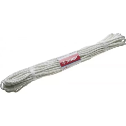 Фал ЗУБР капроновый, d=6,0 мм, 20 м, 650 кгс, 20,5 ктекс 50210-06 купить в Когалыме