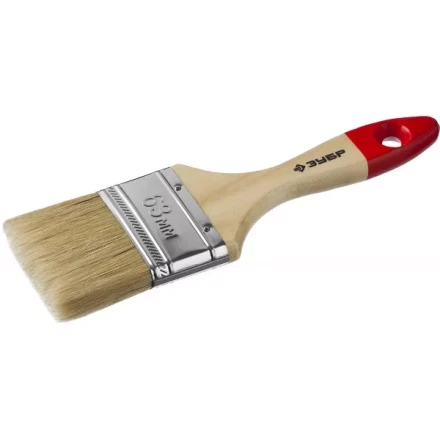 Кисть плоская  ЗУБР &quot;УНИВЕРСАЛ-МАСТЕР&quot;, натуральная щетина, деревянная ручка, 63мм 4-01003-063 купить в Когалыме