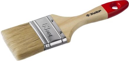 Кисть плоская  ЗУБР &quot;УНИВЕРСАЛ-МАСТЕР&quot;, натуральная щетина, деревянная ручка, 63мм 4-01003-063 купить в Когалыме