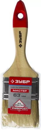 Кисть плоская  ЗУБР &quot;УНИВЕРСАЛ-МАСТЕР&quot;, натуральная щетина, деревянная ручка, 63мм 4-01003-063 купить в Когалыме