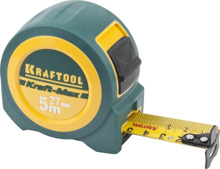 Рулетка KRAFTOOL &quot;Kraft-Max&quot;, длинный вылет, нейлон покрытие, упрочненный двухкомп корпус, 5м/27мм 34127-05-27 купить в Когалыме