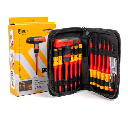 Диэлектрическая Т-образная отвертка КВТ VDE НИО-4412-Т со сменными битами, 12 шт. (87128) купить в Когалыме