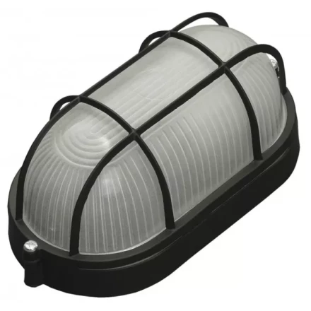 Светильник уличный СВЕТОЗАР влагозащищенный с решеткой, овал, цвет черный, 60Вт SV-57205-B купить в Когалыме