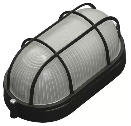 Светильник уличный СВЕТОЗАР влагозащищенный с решеткой, овал, цвет черный, 60Вт SV-57205-B купить в Когалыме