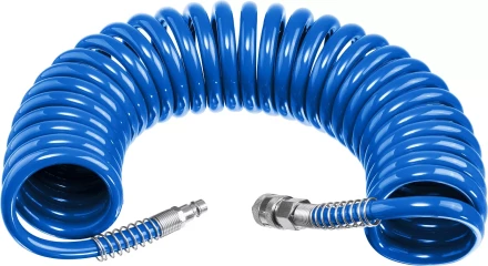 ЗУБР 10 м, 8 х 12 мм, 15 бар, воздушный спиральный шланг с фитингами рапид, Профессионал (6472-10) купить в Когалыме