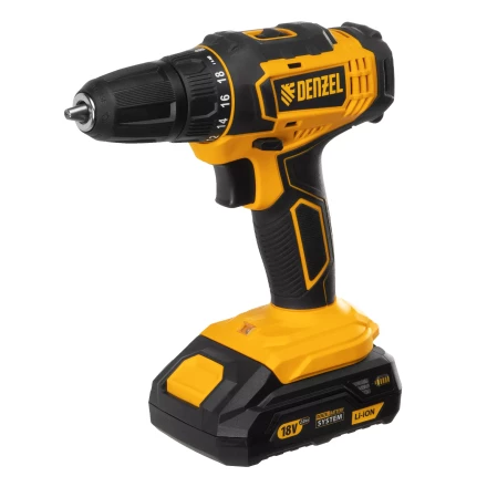 Дрель-шуруповерт аккумуляторная Denzel 26116, CDL-18-02BM, Li-Ion, 18 В, 2 аккумулятор купить в Когалыме