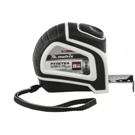 Рулетка Autostop 8 м х 25 мм двухкомпонентный корпус автоматическая фиксация MATRIX 32553 купить в Когалыме