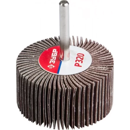 Круг шлифовальный ЗУБР "МАСТЕР" веерный лепестковый, на шпильке, тип КЛО, зерно-электрокорунд нормальный, P320, 30х60мм 36602-320 купить в Когалыме