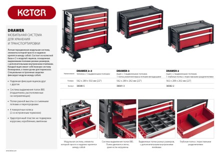 Ящик с 2 выдвижными полками &quot;DRAWER-2&quot;, 22&quot; KETER 38382-2 купить в Когалыме