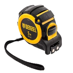 Рулетка Denzel 5м х 25мм, автоматич. фиксац., нейлон. покрытие, магнит. зацеп, двухстор. разметка 31522