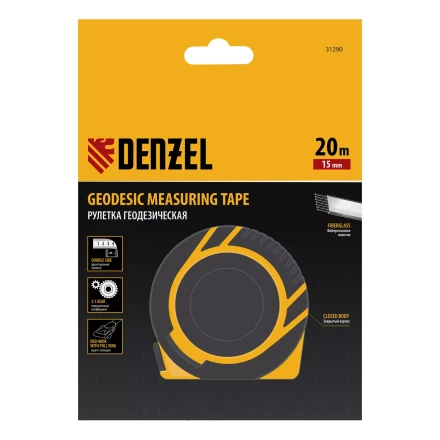 Рулетка геодезическая Denzel 20 м х 15 мм, закрытый корпус, фиберглассовая лента, 31290 купить в Когалыме