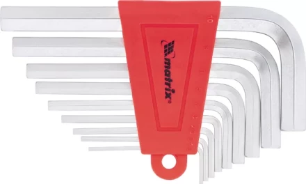 Набор ключей шестигранных имбусовых HEX, 1,5–10 мм, CrV,  9 шт., короткие,  сатин  MATRIX 12303 купить в Когалыме