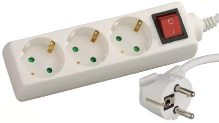 Удлинитель СВЕТОЗАР электрический с заземлением, выключателем, евро, с защитными шторками, 3 гнезда, 3м SV-55035-3 купить в Когалыме