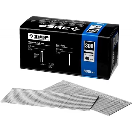 Гвозди тип 300, 40 мм, особотвердые, ЗУБР &quot;ПРОФЕССИОНАЛ&quot; 31830-40, 5000 шт 31830-40 купить в Когалыме