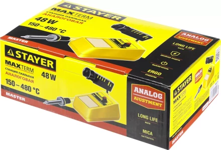 Паяльная станция аналоговая, STAYER "MASTER" 55371, диапазон 150-480°C, 48Вт 55371 купить в Когалыме