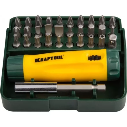 Набор KRAFTOOL Отвертка реверсивная с битами и адаптером, Cr-V, 32 предмета 26142-H32 купить в Когалыме
