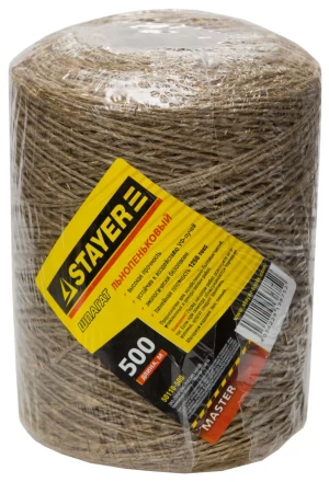 Шпагат STAYER хозяйственно-бытовой, льнопеньковый, d=1,4 мм, 500 м, 13,5 кгс, 1,25 ктекс 50110-500 купить в Когалыме