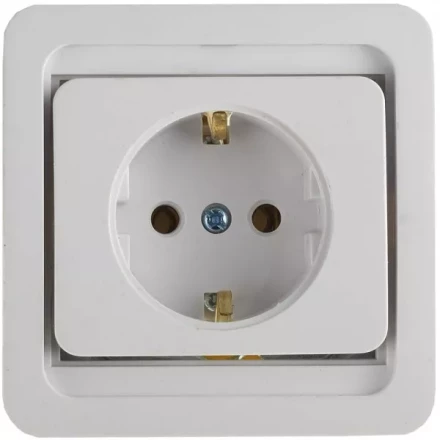 Розетка СВЕТОЗАР "ГАММА" одинарная, с заземлением, цвет белый, 16А/~250В SV-54105-W купить в Когалыме