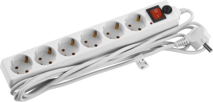 Сетевой фильтр STAYER &quot;MASTER&quot; электрический, 6 гнезд, заземление, макс. мощн. 2200 Вт, 3м 55067-3 купить в Когалыме