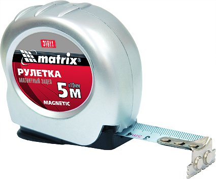 Рулетка Magnetic 5 м х 19 мм магнитный зацеп  MATRIX 31011 купить в Когалыме