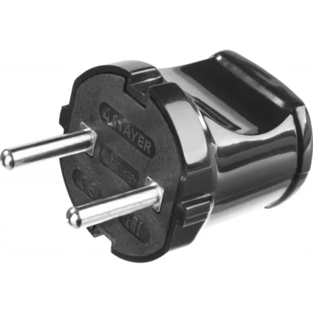 Вилка MAXElectro электрическая, 6А/220В, черная, STAYER 55150-B купить в Когалыме