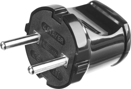 Вилка MAXElectro электрическая, 6А/220В, черная, STAYER 55150-B купить в Когалыме