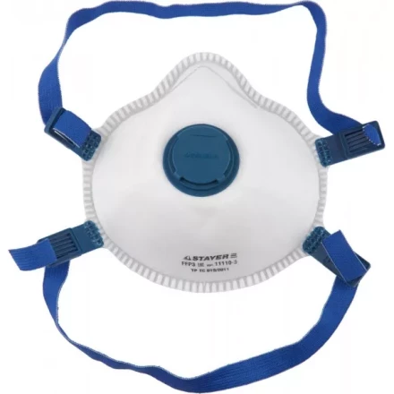 Полумаска фильтрующая STAYER "PROFI" коническая, с клапаном, многослойная, класс защиты FFP3 11110-3 купить в Когалыме