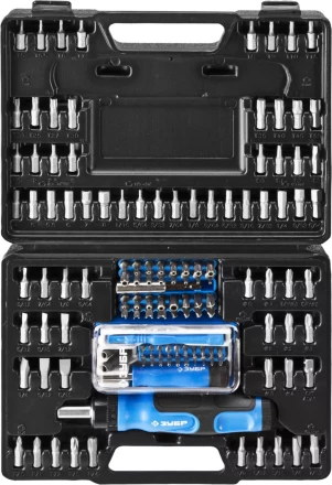 Набор ЗУБР &quot;ЭКСПЕРТ&quot;: Отвертка реверсивная с магнитным битодержателем и отсеком для бит в рукоятке, Cr-V, 130 предметов 25237-H129 купить в Когалыме