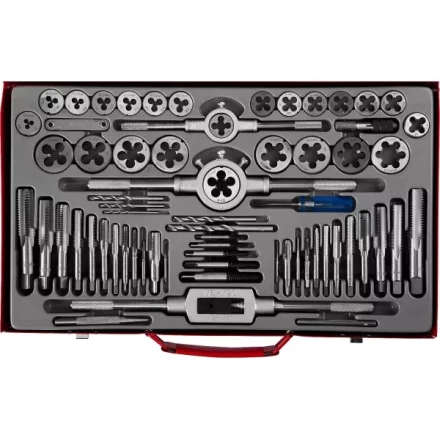 Набор ЗУБР "ЭКСПЕРТ" с металлореж. инструментом,метчики однопроход. и плашки,оснастка, экстракторы-в метал.боксе 65пред. 28118-H65 купить в Когалыме