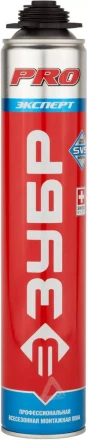 Пена ЗУБР "ЭКСПЕРТ" ПРО, профессиональная, монтажная, пистолетная, всесезонная, 750мл 41145_z01 купить в Когалыме