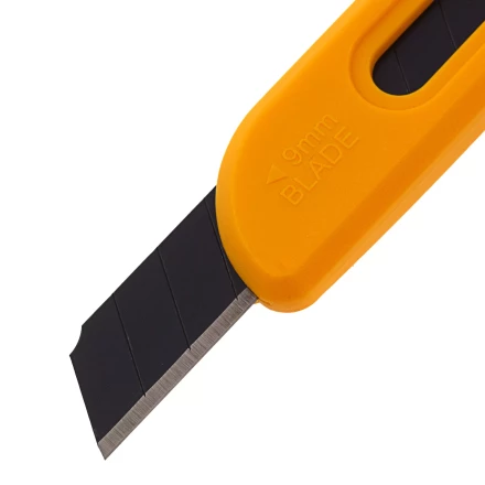 Нож, 9 мм, сменное лезвие, SK4, корпус из ABS пластика, нажимной фиксатор// Denzel 78930 купить в Когалыме