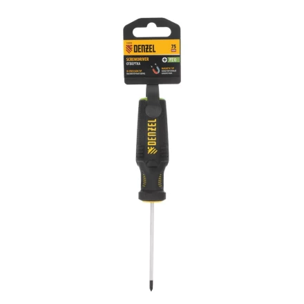 Отвертка PZ0x75 мм, CrV, трехкомпонентная рукоятка Denzel 12203 купить в Когалыме