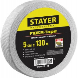 Серпянка самоклеящаяся FIBER-Tape, 5 см х 130м, STAYER Professional 1246-05-130 1246-05-130_z01