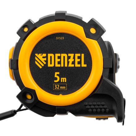 Рулетка Denzel 5м х 32мм, автоматич. фиксац., нейлон. покрытие, магнит. зацеп, двухстор. разметка 31523 купить в Когалыме