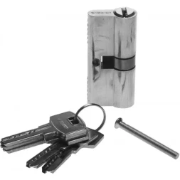 Механизм ЗУБР "ЭКСПЕРТ"цилиндровый, повышенной защищенности, тип "ключ-ключ", цвет хром, 6-PIN, 70мм 52105-70-2