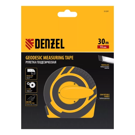 Рулетка геодезическая Denzel 30 м х 15 мм, закрытый корпус, фиберглассовая лента 31291 купить в Когалыме