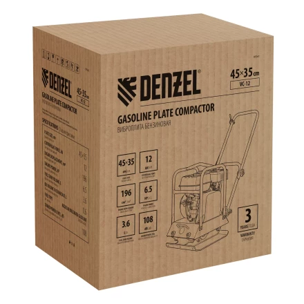 Виброплита бензиновая Denzel VC-12, 12 кН, 45*35 см, 196 см3 купить в Когалыме