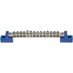 Шина СВЕТОЗАР нулевая на 2-х угловых изоляторах, макс. ток 100А, 5мм, 14 отв. 49808-14