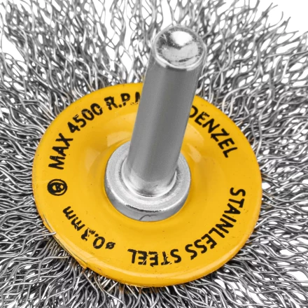 Щетка для дрели, 60 мм, Плоская, со шпилькой, нержавеющая витая проволока Denzel 744463 купить в Когалыме