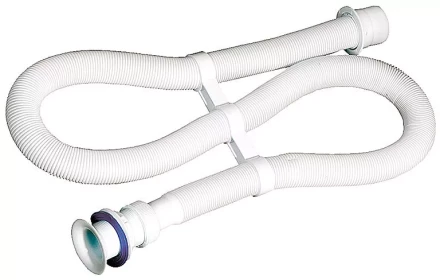 Сифон ЗУБР "МАСТЕР" гофрированный для моек и раковин с пластмассовым выпуском, 1,5м 51881-15 купить в Когалыме