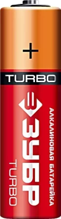 Батарейка Зубр "TURBO" щелочная (алкалиновая), тип AA, 1,5В, 4шт на карточке 59213-4C купить в Когалыме