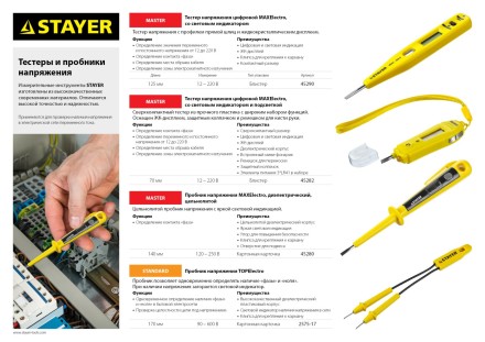 Тестер напряжения STAYER &quot;MASTER&quot; цифровой со световым индикатором, 12-220В, 125мм 45290 купить в Когалыме