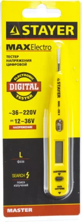 Тестер напряжения STAYER "MASTER" цифровой со световым индикатором, 12-220В, 125мм 45290 купить в Когалыме